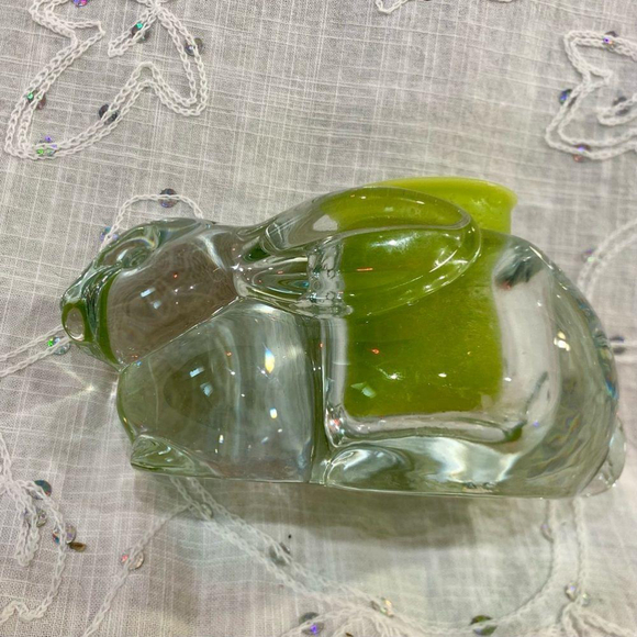 Source Unknown Other - Bunny Votive Candle Holder Paper Weight Clear Glass Heavy Like New